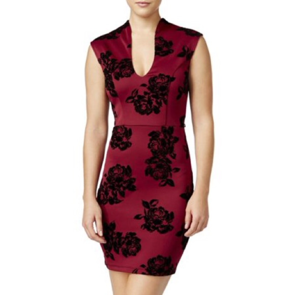 Trixxi flocked bodycon cocktail dress